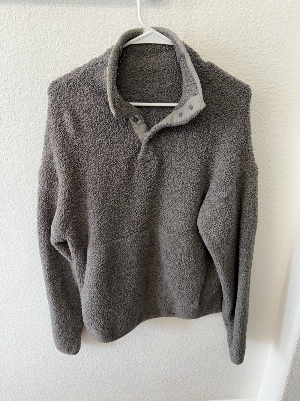 SKIMS Gray Sherpa Snap-Button Pullover